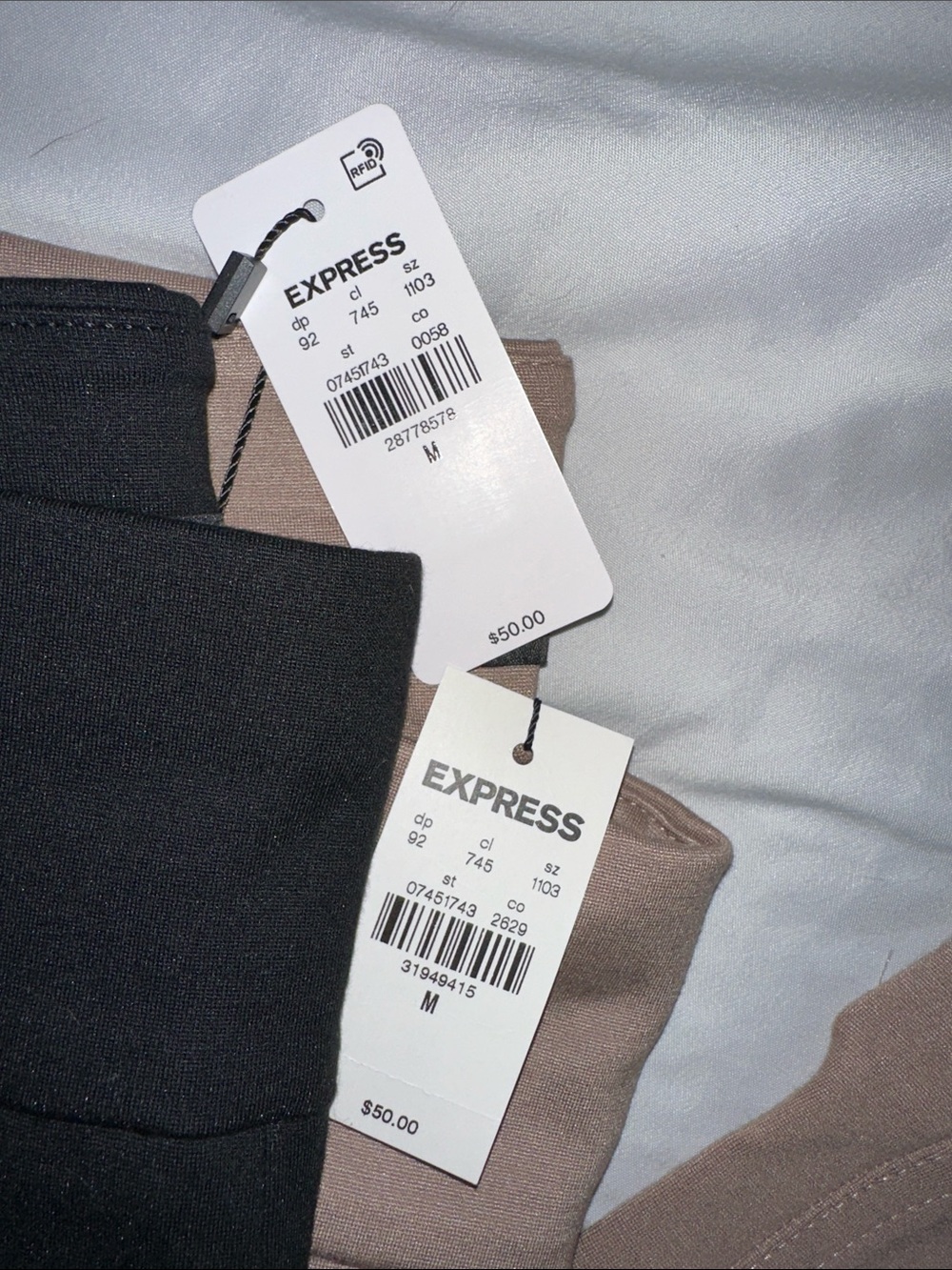 Express Columnist Ankle High-Rise Luxe Comfort Knit Pants — Black & Taupe - Picture 2 of 3